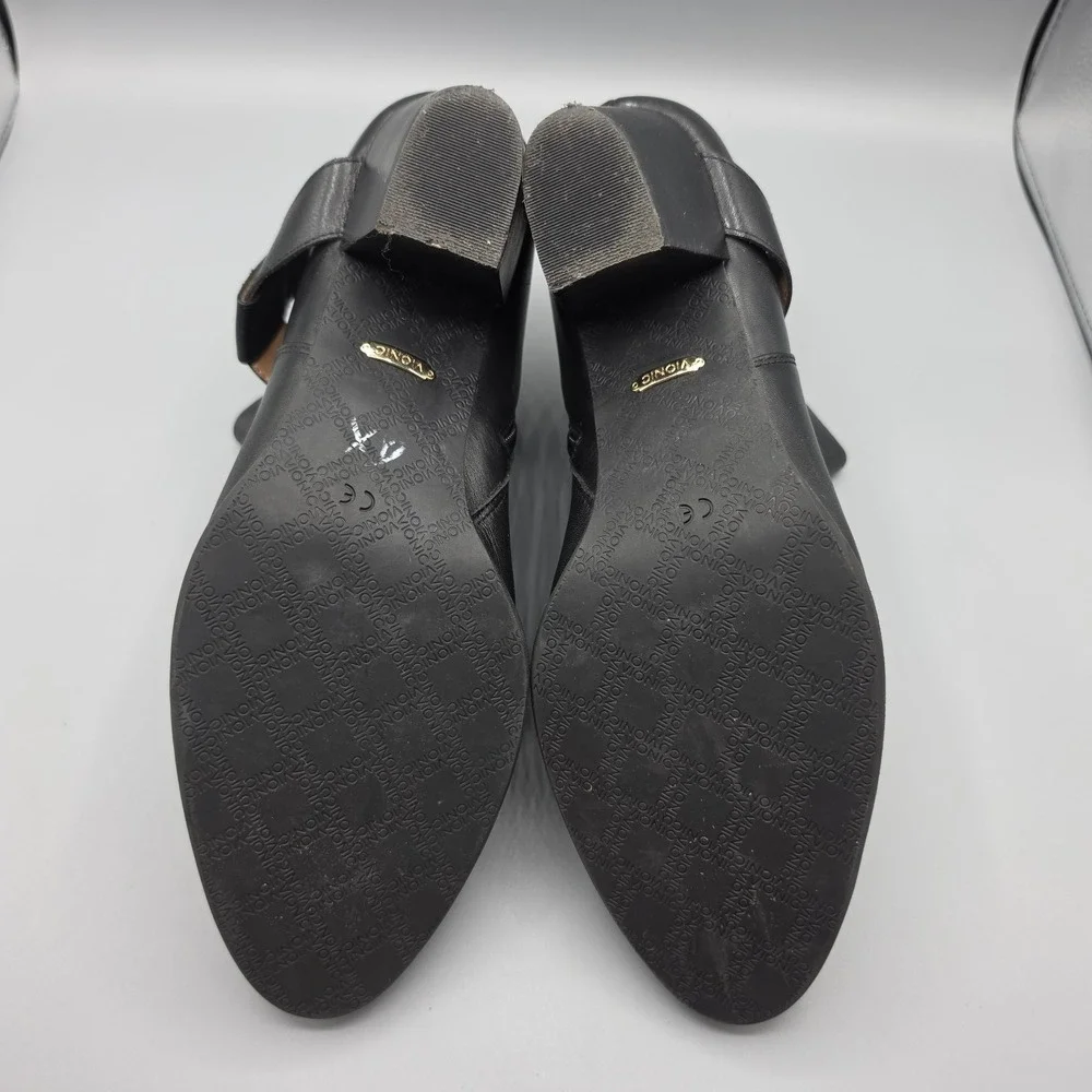 Vionic Trinity  Booties Womens 10 Black Leather Classic Buckle Strap Zip Comfort
